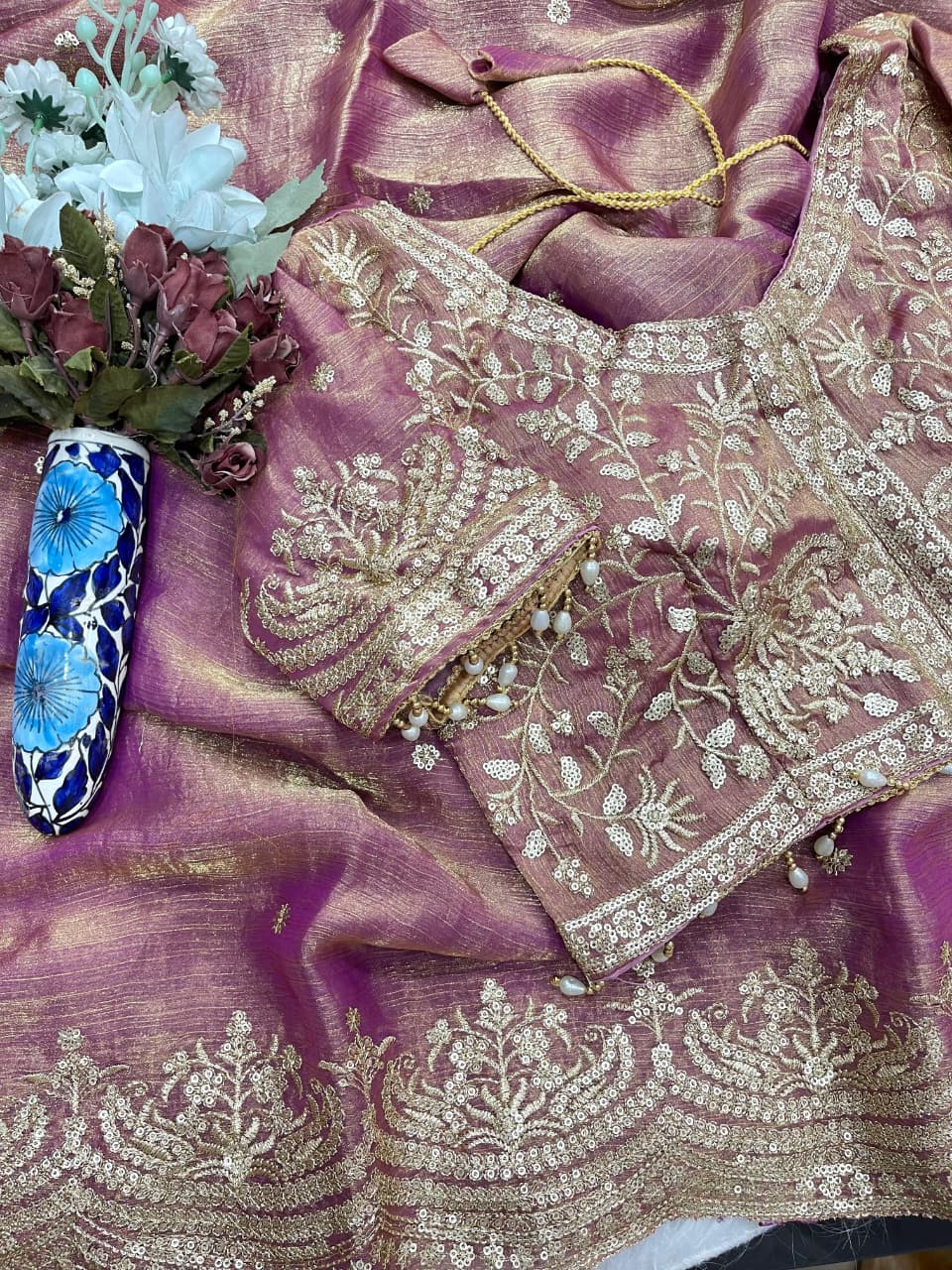 Excellent Wedding Wear Chiffon Embroidery n Sequence Work Designer Saree With Stitched Blouse
