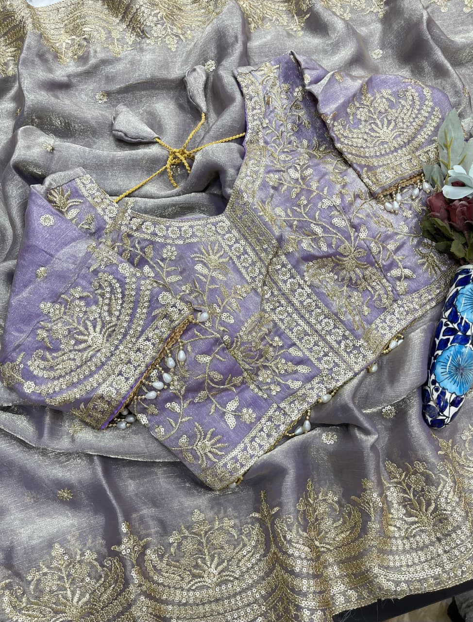 Excellent Wedding Wear Chiffon Embroidery n Sequence Work Designer Saree With Stitched Blouse