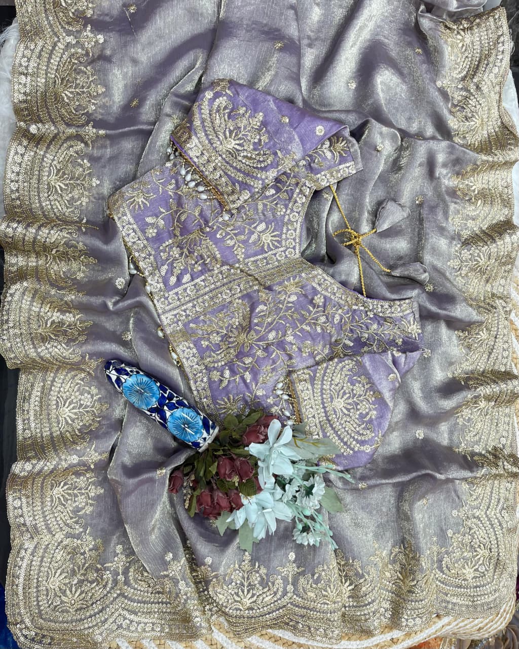 Excellent Wedding Wear Chiffon Embroidery n Sequence Work Designer Saree With Stitched Blouse