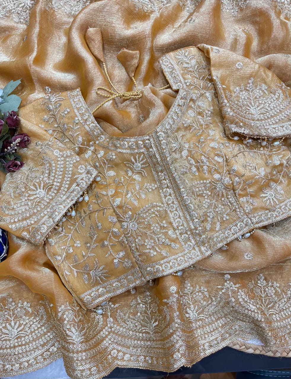Excellent Wedding Wear Chiffon Embroidery n Sequence Work Designer Saree With Stitched Blouse