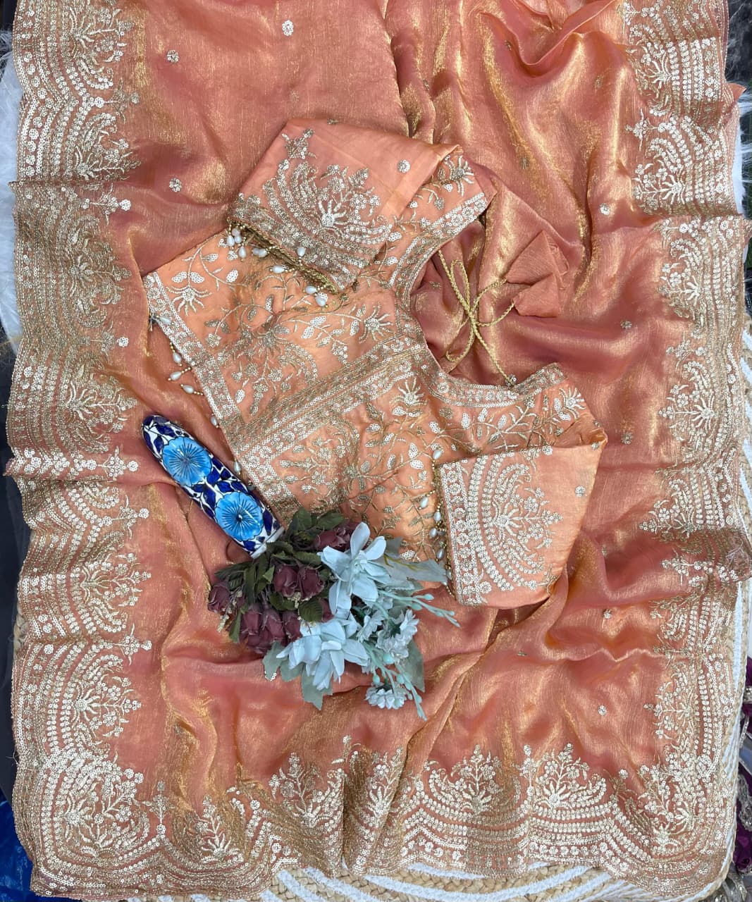 Excellent Wedding Wear Chiffon Embroidery n Sequence Work Designer Saree With Stitched Blouse