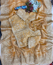 Load image into Gallery viewer, Excellent Wedding Wear Chiffon Embroidery n Sequence Work Designer Saree With Stitched Blouse
