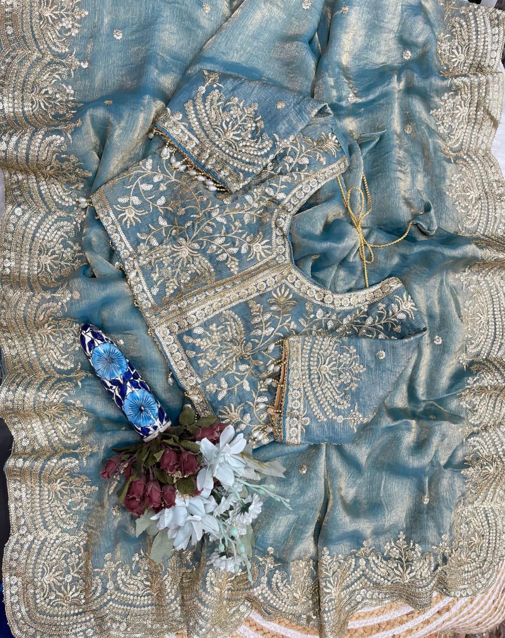 Excellent Wedding Wear Chiffon Embroidery n Sequence Work Designer Saree With Stitched Blouse