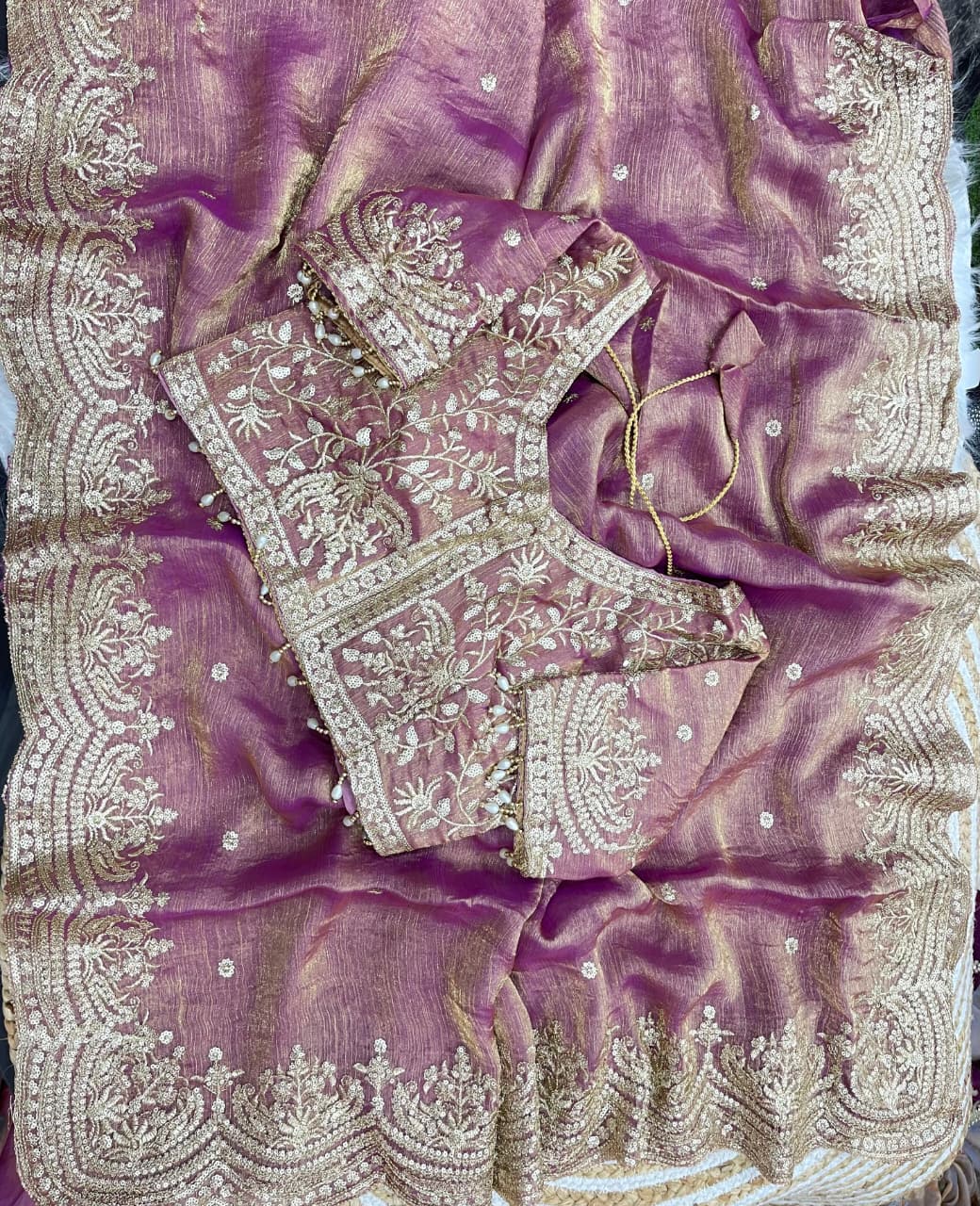 Excellent Wedding Wear Chiffon Embroidery n Sequence Work Designer Saree With Stitched Blouse