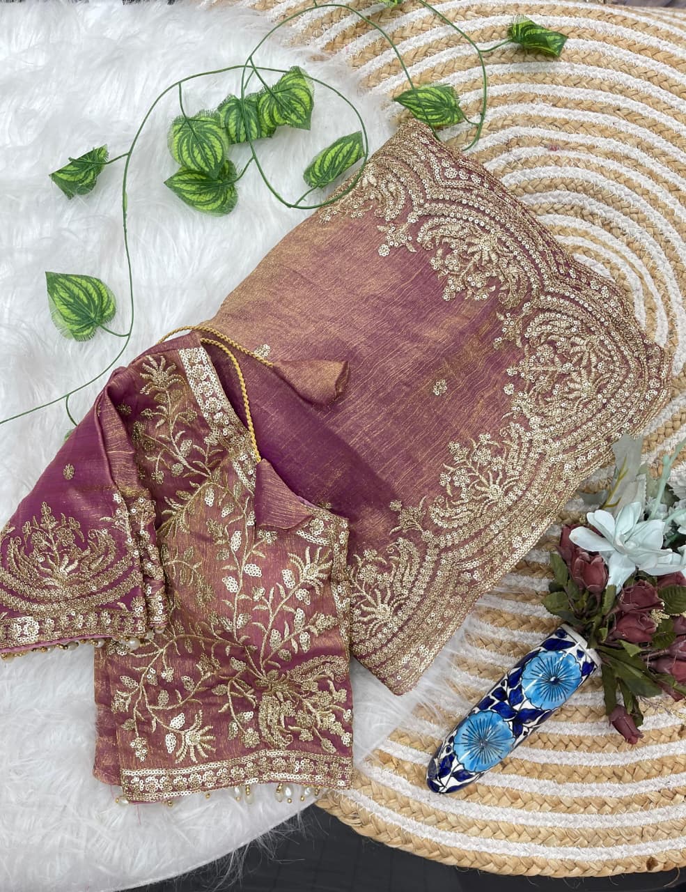 Excellent Wedding Wear Chiffon Embroidery n Sequence Work Designer Saree With Stitched Blouse