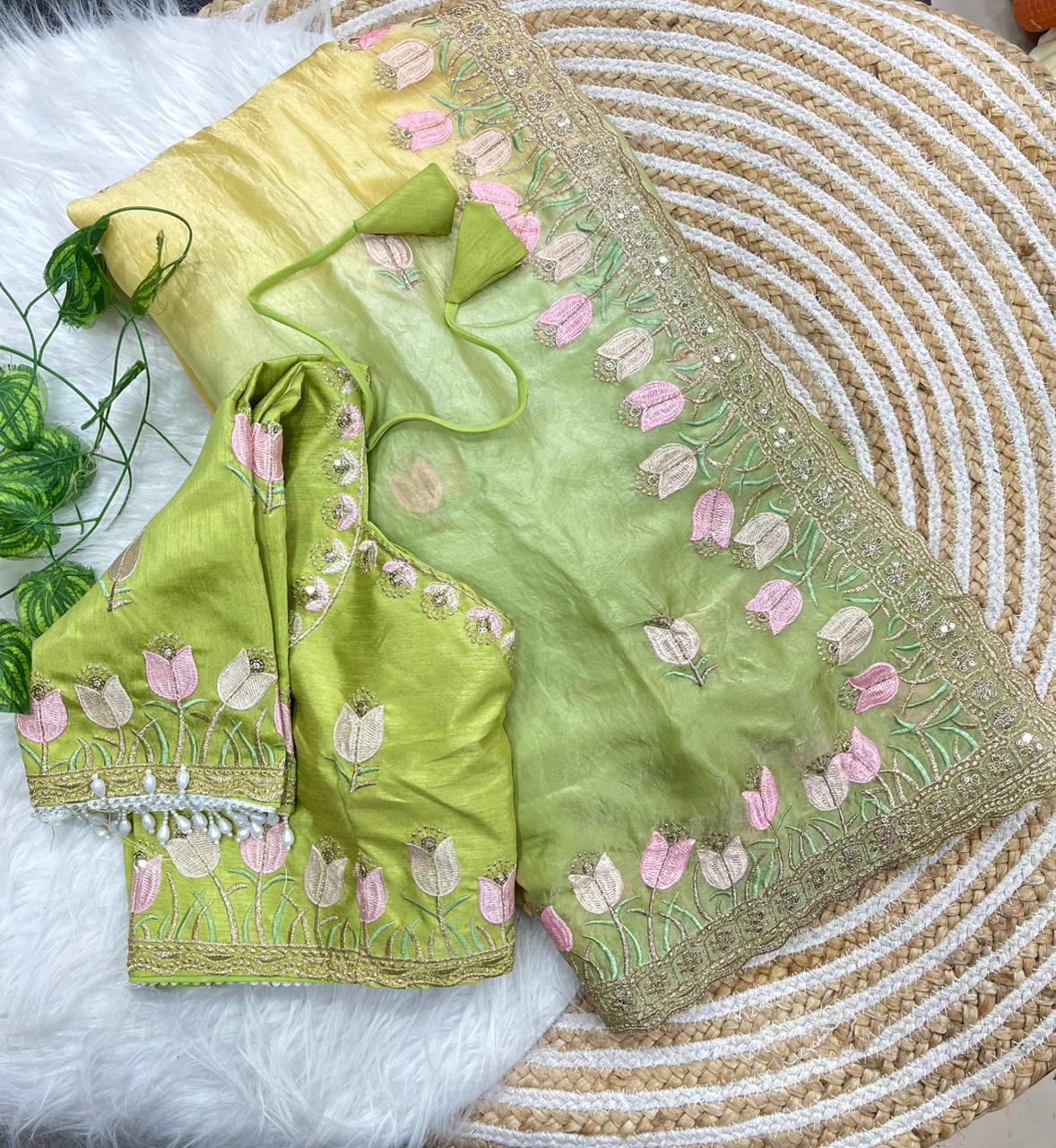 Mellifluous Wedding Wear Pedding Color Soft Silk Embroidery Work Fancy Designer Saree With Stitched Blouse