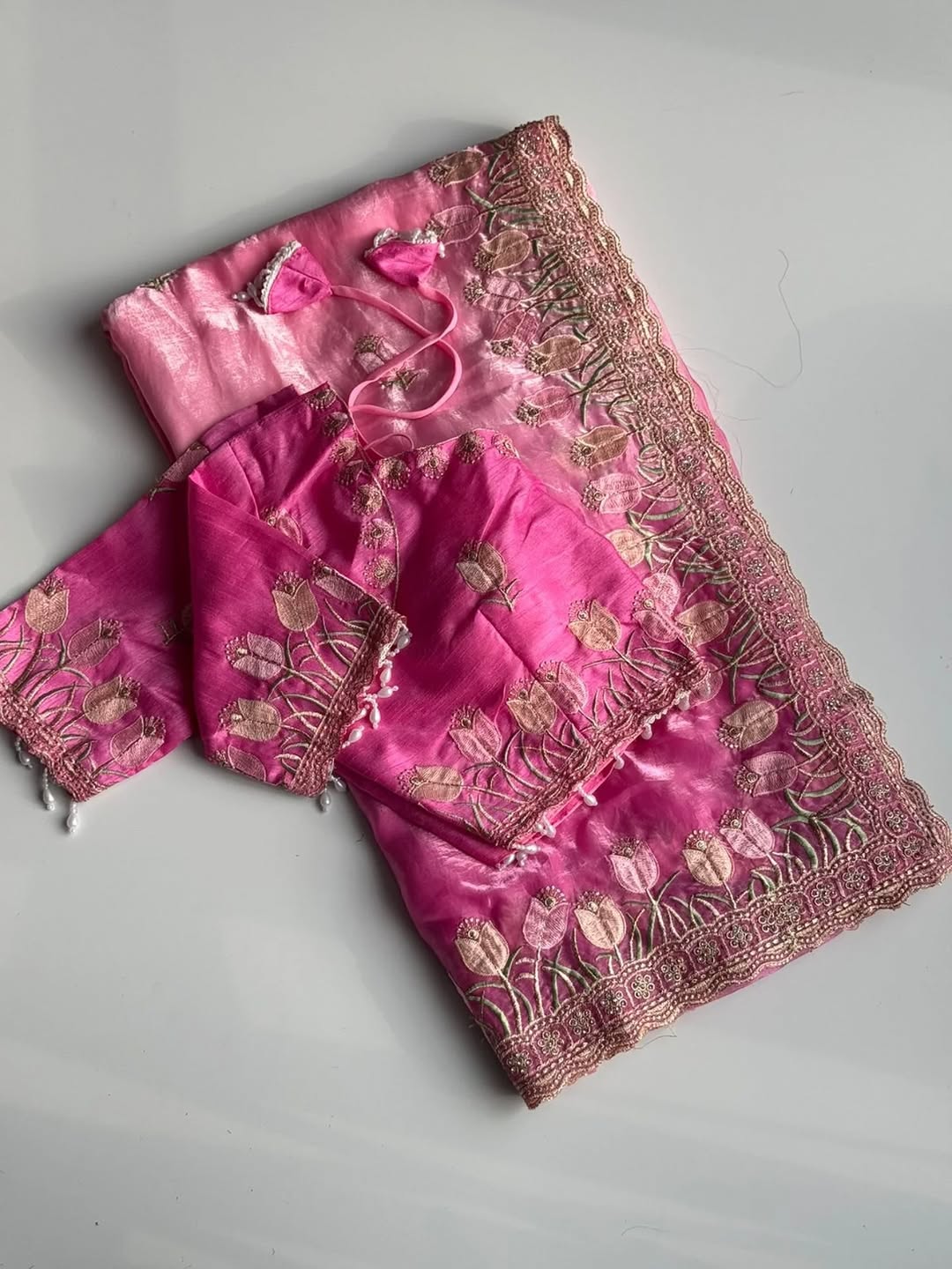 Mellifluous Wedding Wear Pedding Color Soft Silk Embroidery Work Fancy Designer Saree With Stitched Blouse