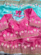 Load image into Gallery viewer, Mellifluous Wedding Wear Pedding Color Soft Silk Embroidery Work Fancy Designer Saree With Stitched Blouse

