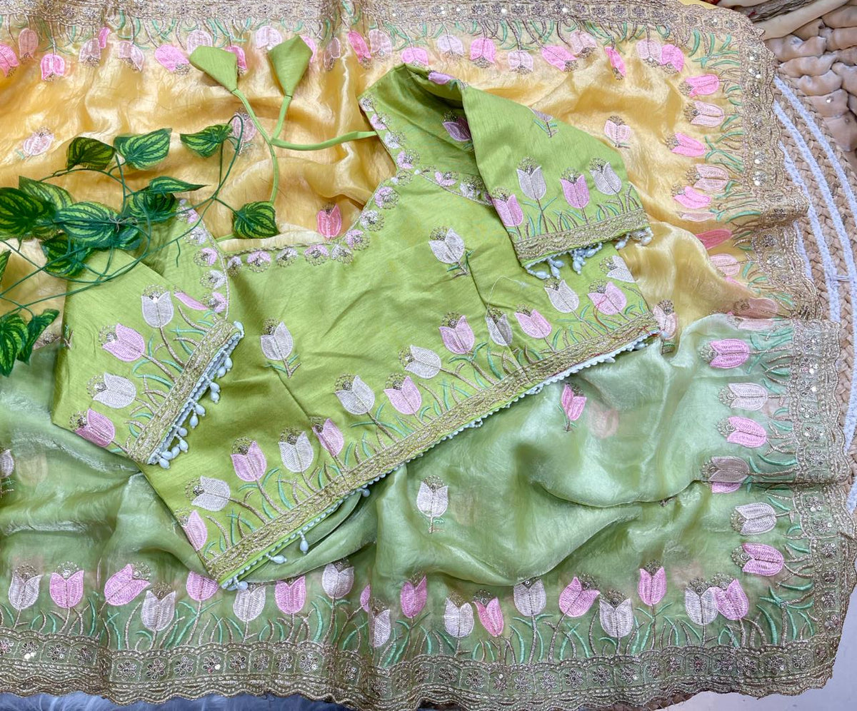 Mellifluous Wedding Wear Pedding Color Soft Silk Embroidery Work Fancy Designer Saree With Stitched Blouse
