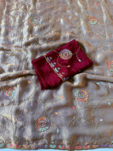 Load image into Gallery viewer, Desirable Party Wear Chiffon Silk Embroidery n Sequence Work Fancy Saree With Blouse Piece
