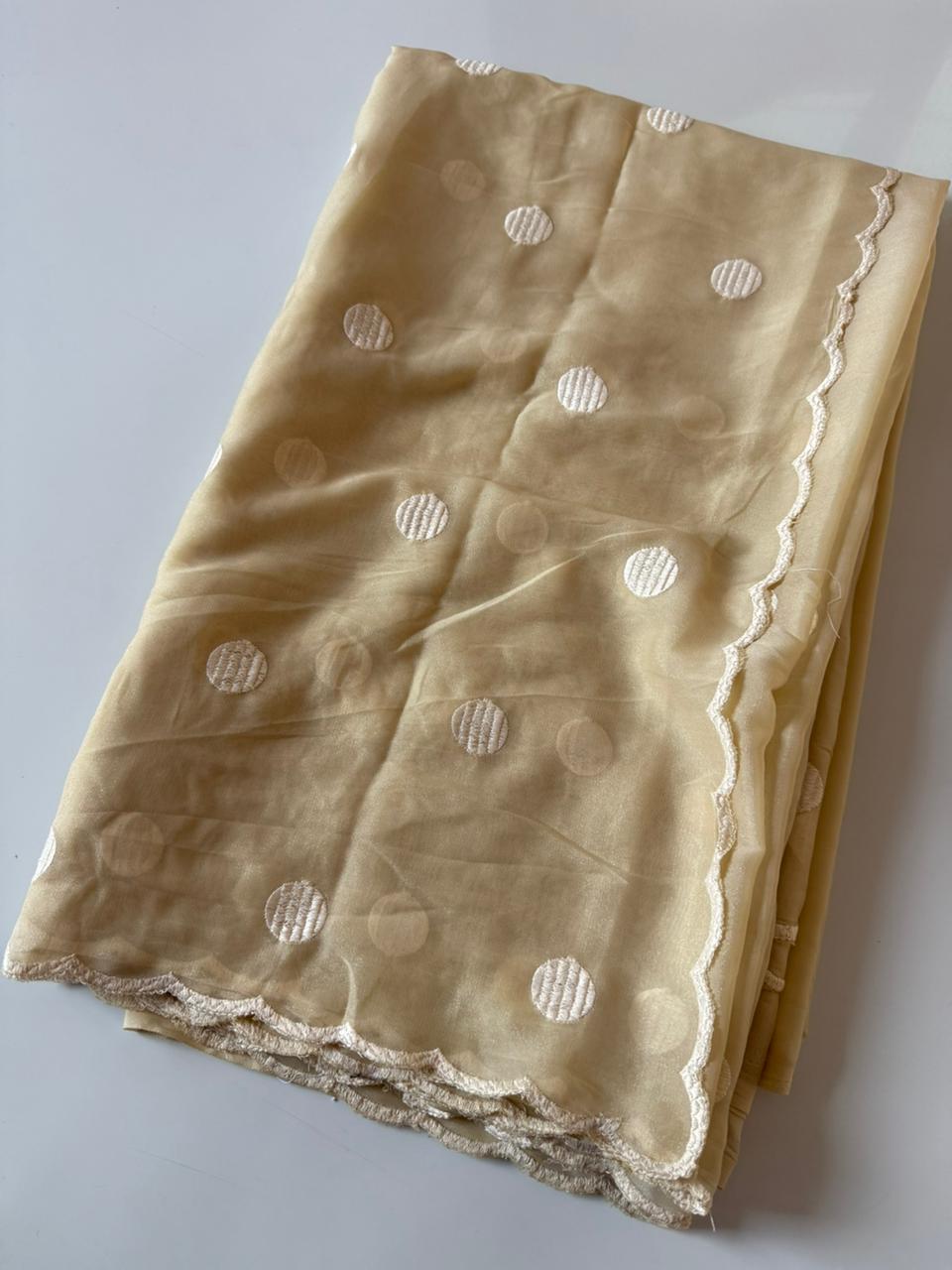 Graceful Function Wear Georgette Embroidery Butti Work n Scalloped Border Fancy Saree With Blouse Piece