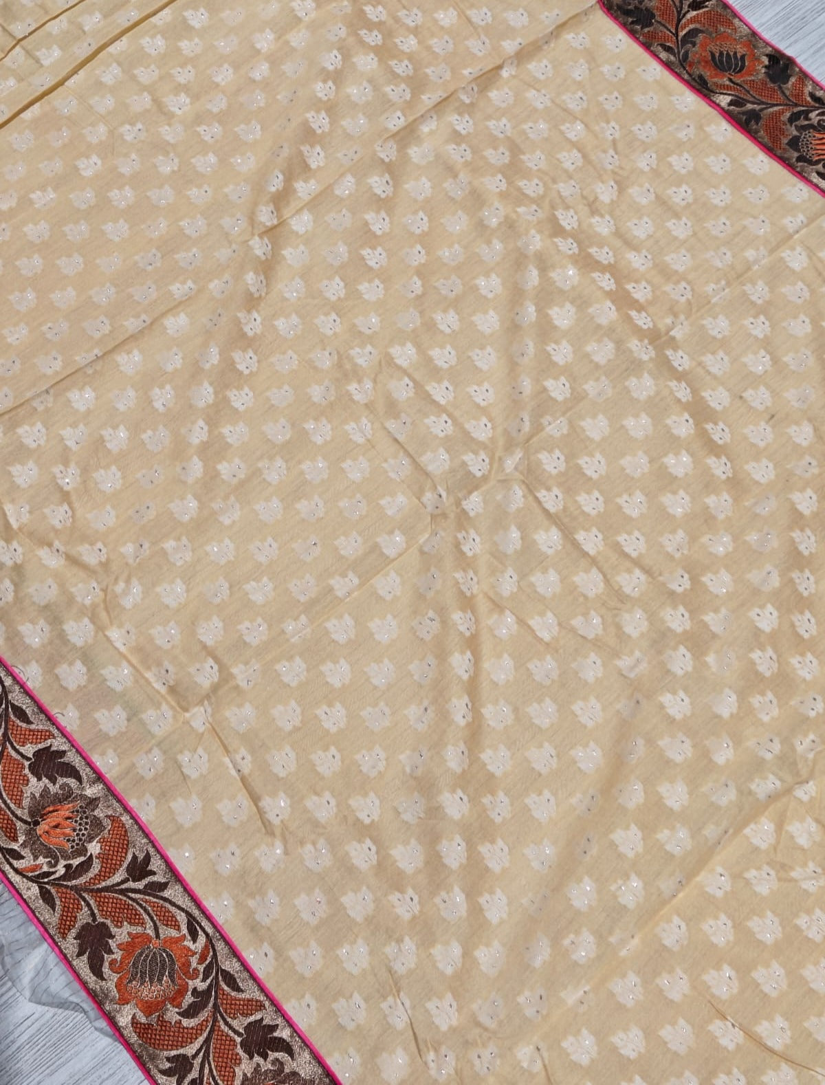 New Festive Wear Cotton Printed Border Design Saree