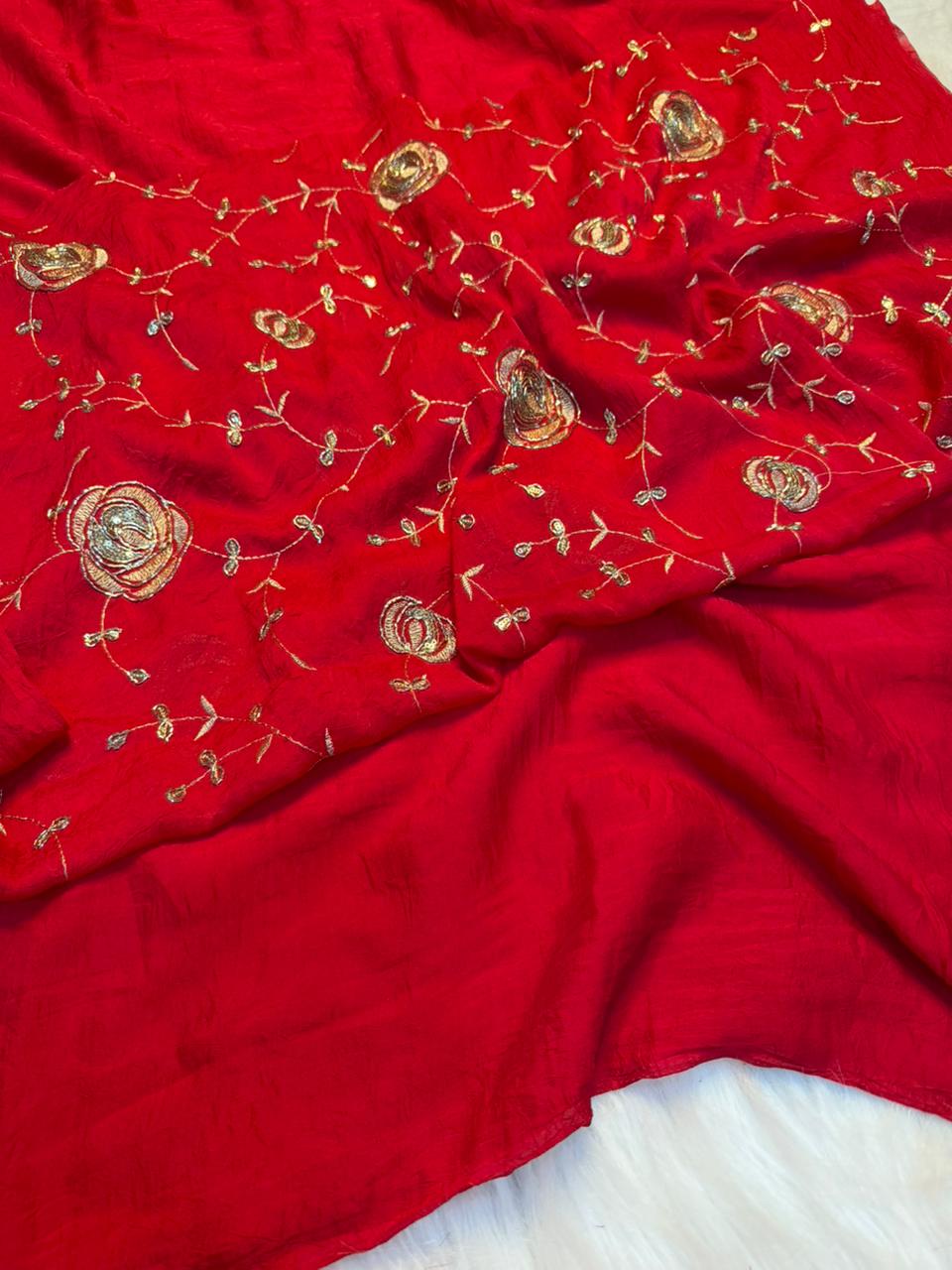 Redolent Festive Wear Rangoli Crush Silk Sequence Work Saree With Blissful Blouse Piece