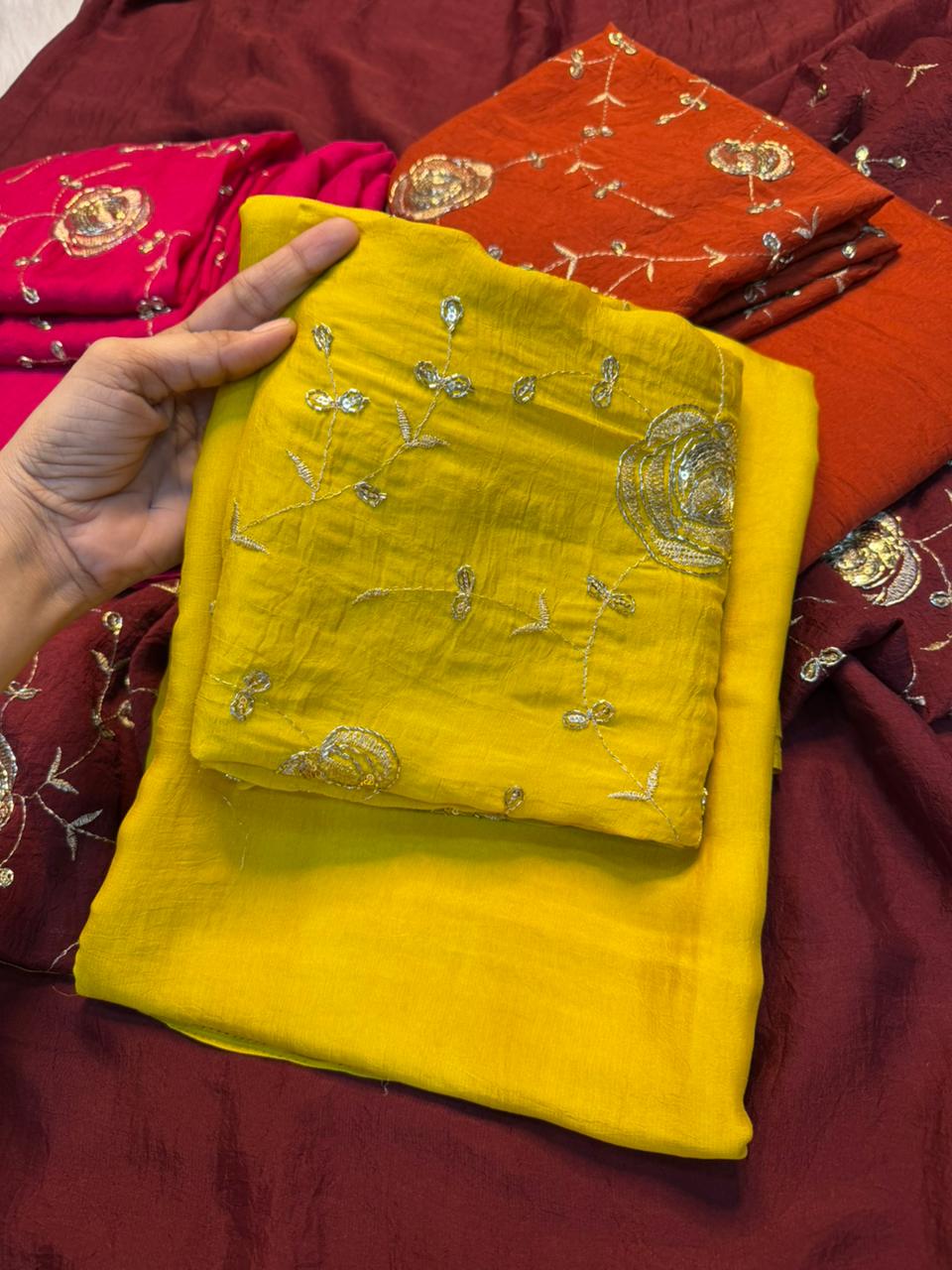 Redolent Festive Wear Rangoli Crush Silk Sequence Work Saree With Blissful Blouse Piece