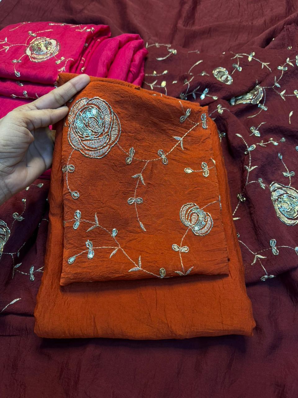 Redolent Festive Wear Rangoli Crush Silk Sequence Work Saree With Blissful Blouse Piece