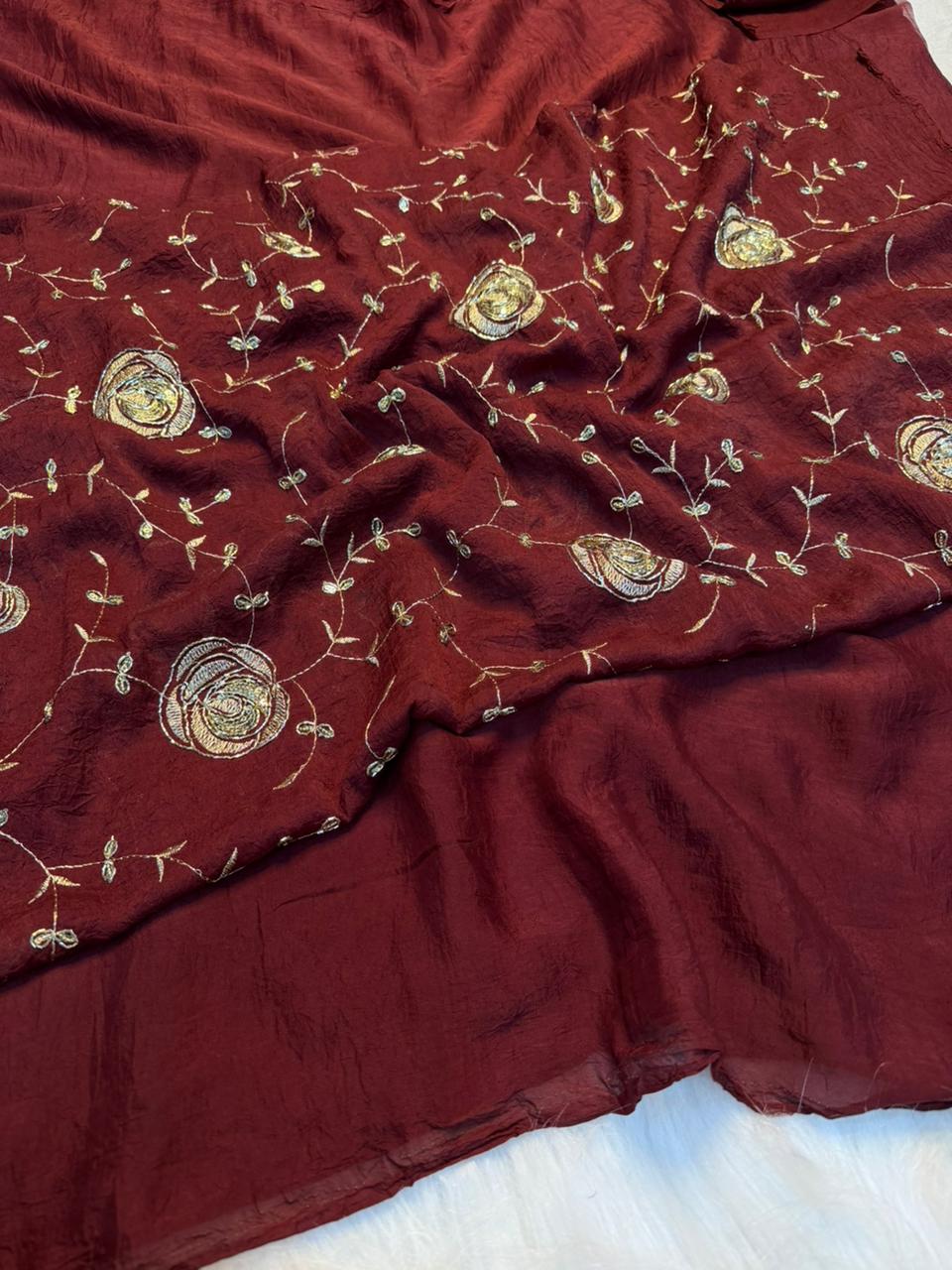 Redolent Festive Wear Rangoli Crush Silk Sequence Work Saree With Blissful Blouse Piece