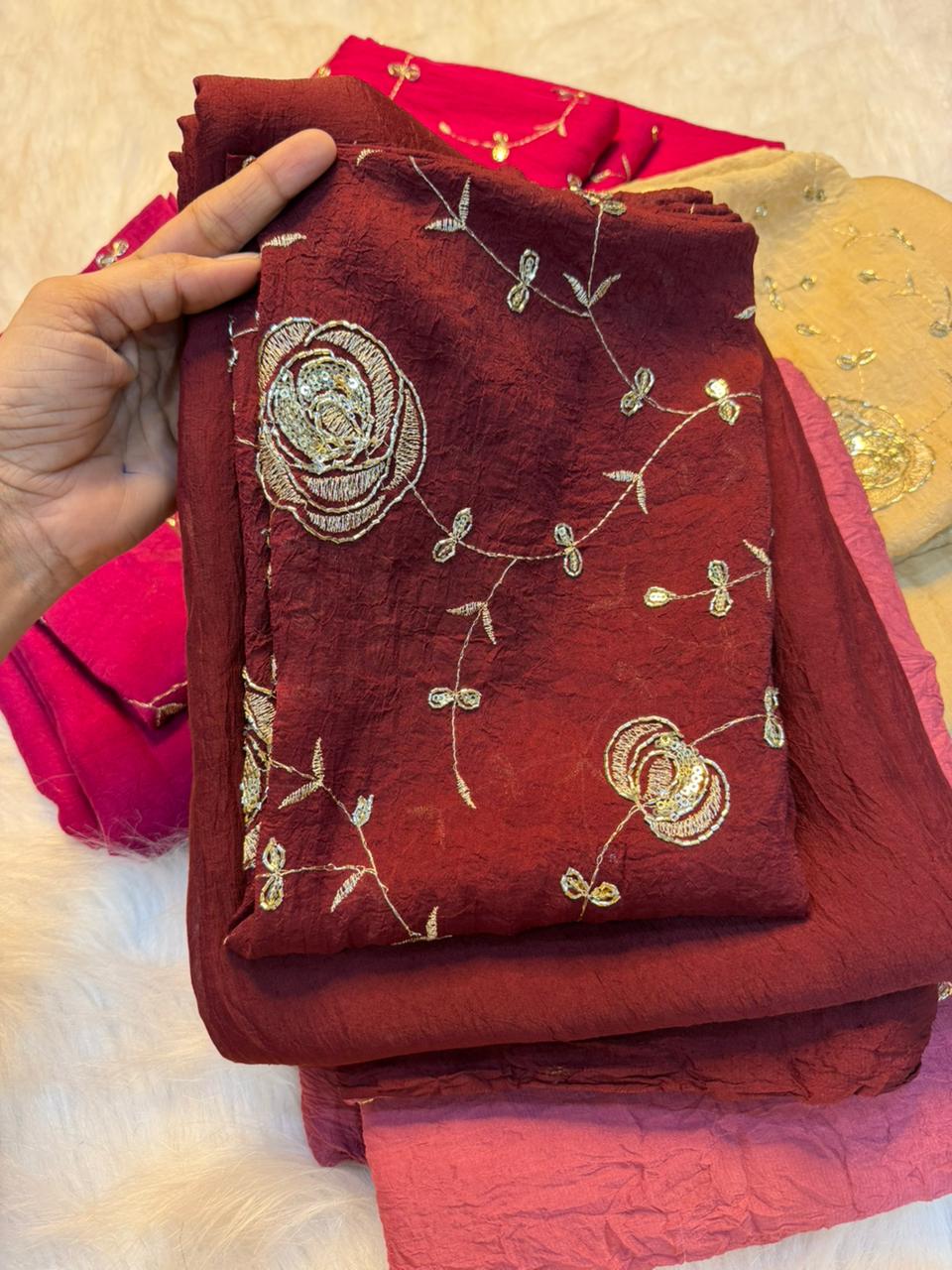 Redolent Festive Wear Rangoli Crush Silk Sequence Work Saree With Blissful Blouse Piece