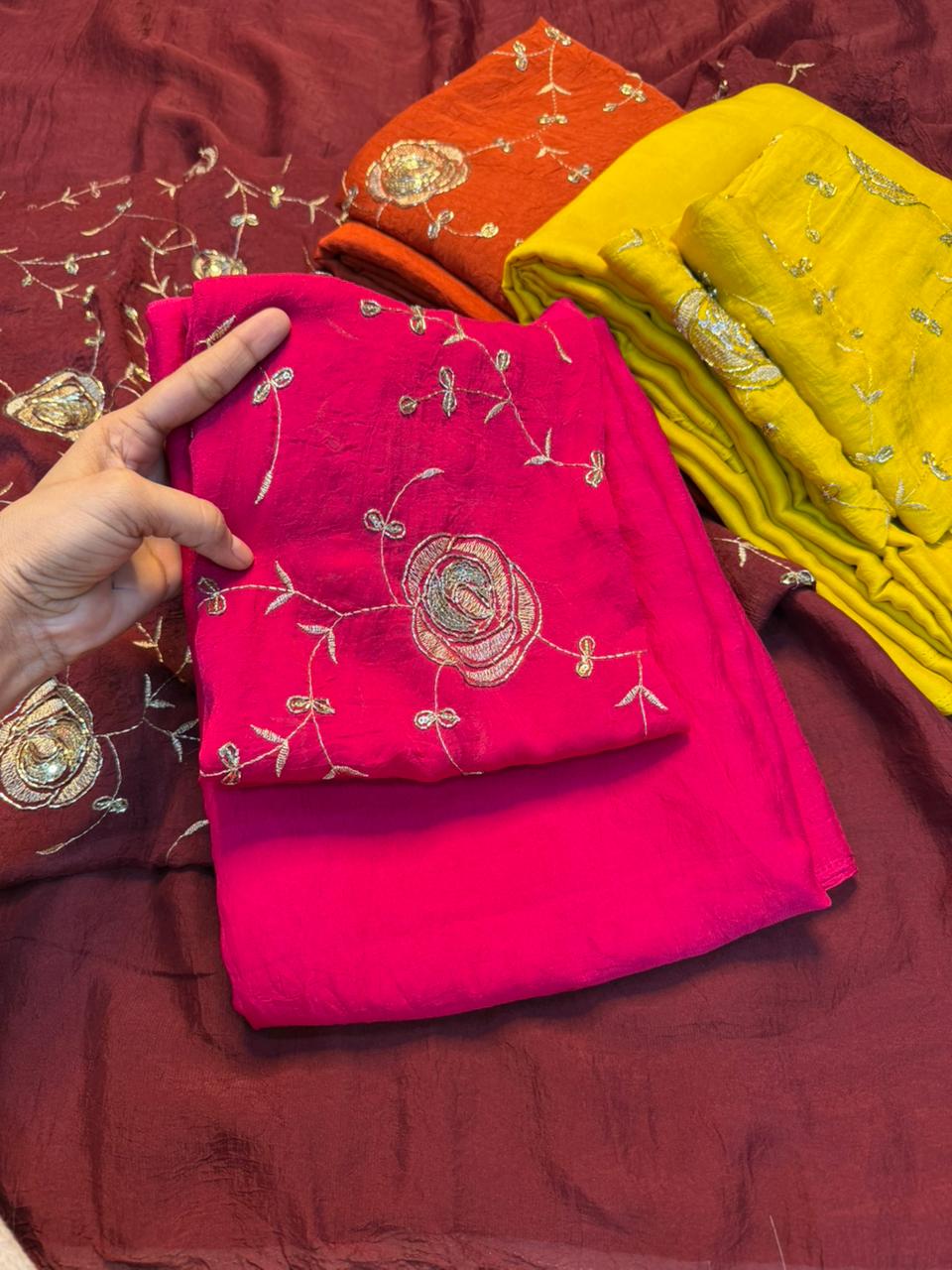 Redolent Festive Wear Rangoli Crush Silk Sequence Work Saree With Blissful Blouse Piece