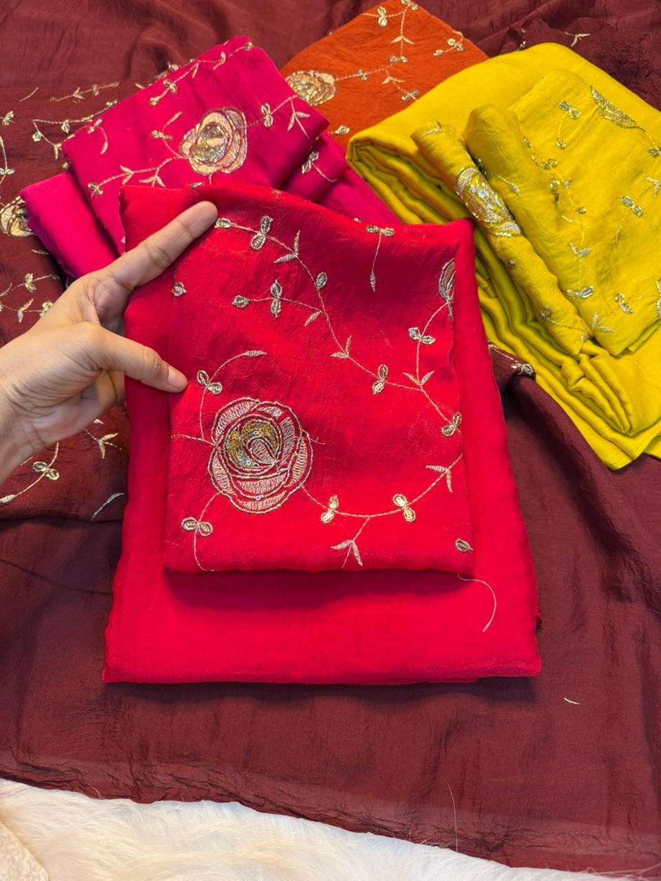 Redolent Festive Wear Rangoli Crush Silk Sequence Work Saree With Blissful Blouse Piece