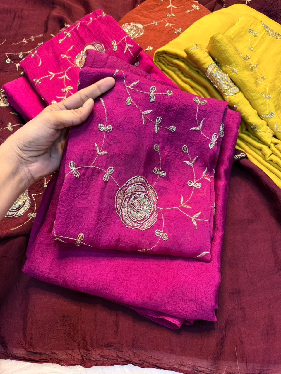 Redolent Festive Wear Rangoli Crush Silk Sequence Work Saree With Blissful Blouse Piece