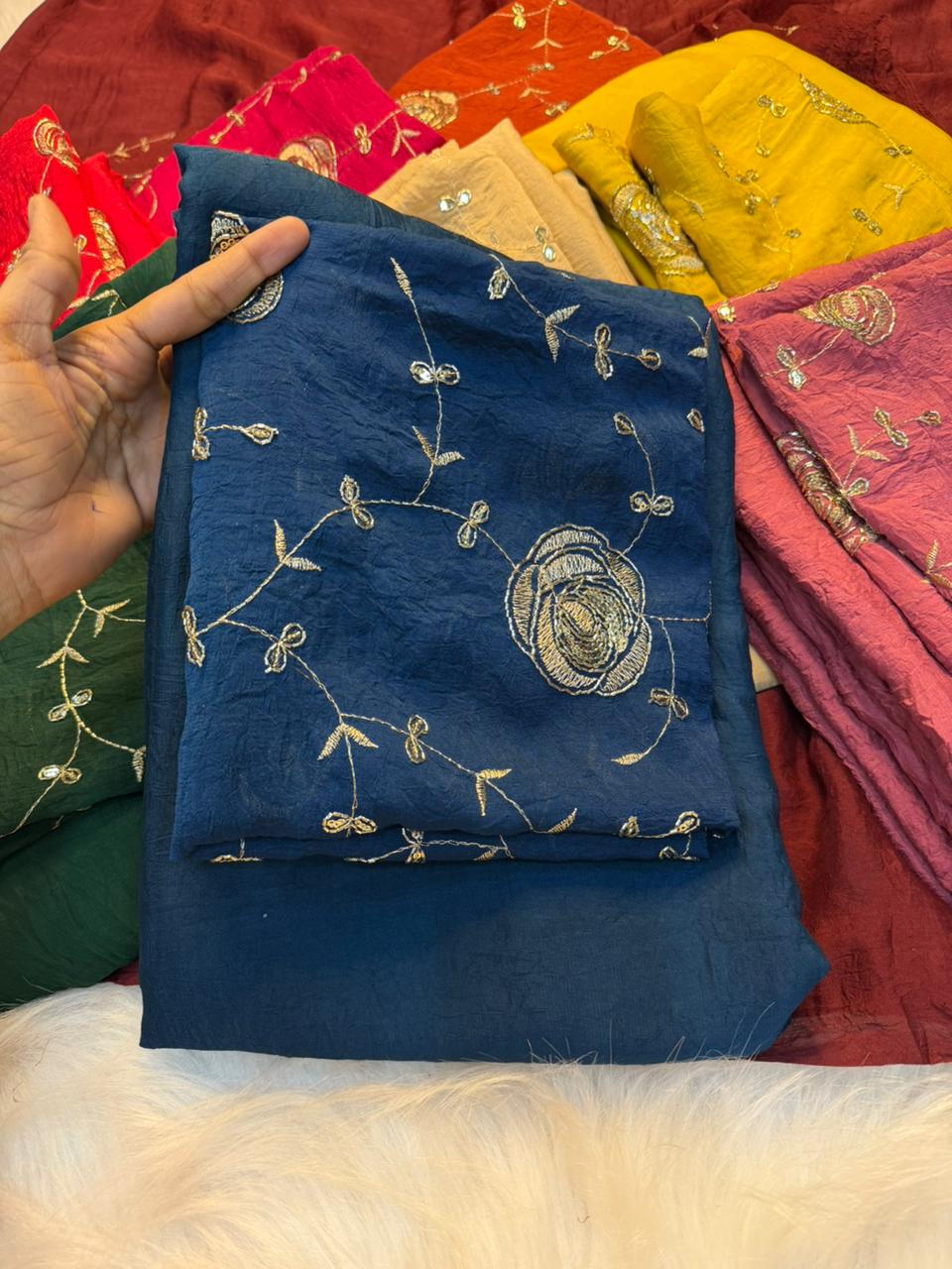 Redolent Festive Wear Rangoli Crush Silk Sequence Work Saree With Blissful Blouse Piece