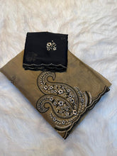 Load image into Gallery viewer, Glorious Party Wear Rangoli Silk Embroidery Work Designer Saree With Contrast Blouse Piece
