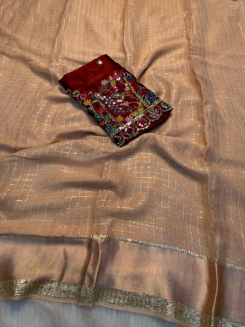 Captivating Function Wear Pure Viscose Georgette Sequence Work Fancy Designer Saree With Elegant Blouse Piece
