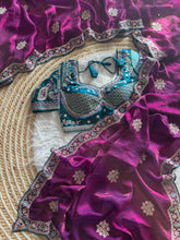 Load image into Gallery viewer, Exquisite Wedding Wear Pure Silk Embroidery Sequence n Multi Thread Work Fancy Saree With Stitched Blouse
