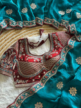 Load image into Gallery viewer, Exquisite Wedding Wear Pure Silk Embroidery Sequence n Multi Thread Work Fancy Saree With Stitched Blouse
