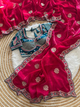 Load image into Gallery viewer, Exquisite Wedding Wear Pure Silk Embroidery Sequence n Multi Thread Work Fancy Saree With Stitched Blouse
