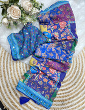 Load image into Gallery viewer, Scrupulous Function Wear Silk Floral Print Original Mirror Work Designer Saree For Women

