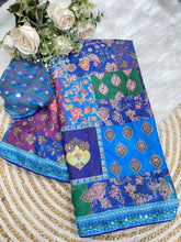 Load image into Gallery viewer, Scrupulous Function Wear Silk Floral Print Original Mirror Work Designer Saree For Women
