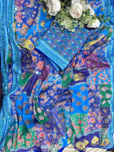 Load image into Gallery viewer, Scrupulous Function Wear Silk Floral Print Original Mirror Work Designer Saree For Women
