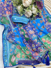 Load image into Gallery viewer, Scrupulous Function Wear Silk Floral Print Original Mirror Work Designer Saree For Women
