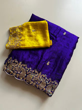 Load image into Gallery viewer, Whimsical Wedding Wear Satin Silk Sequence Work Designer Saree With Contrast Blouse Piece
