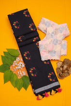 Load image into Gallery viewer, Effervescent Function Wear Soft Chanderi Cotton Silk Flower Design Embroidery Work Fancy Saree With Stitched Blouse
