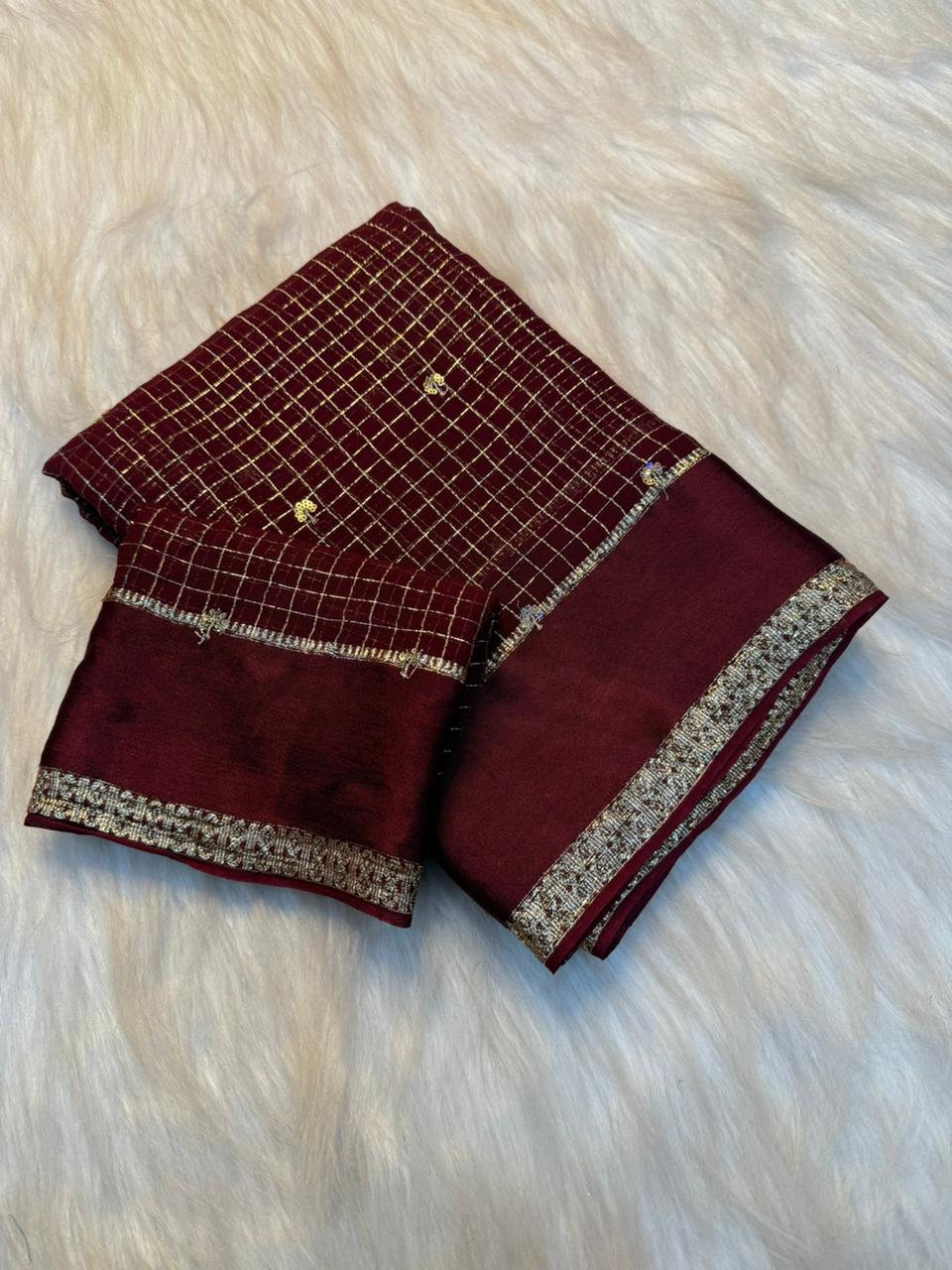 Fantabulous Festive Wear Viscose Georgette Sequence Work Designer Saree With Blissful Blouse Piece