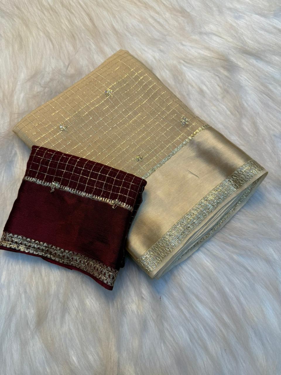 Fantabulous Festive Wear Viscose Georgette Sequence Work Designer Saree With Blissful Blouse Piece