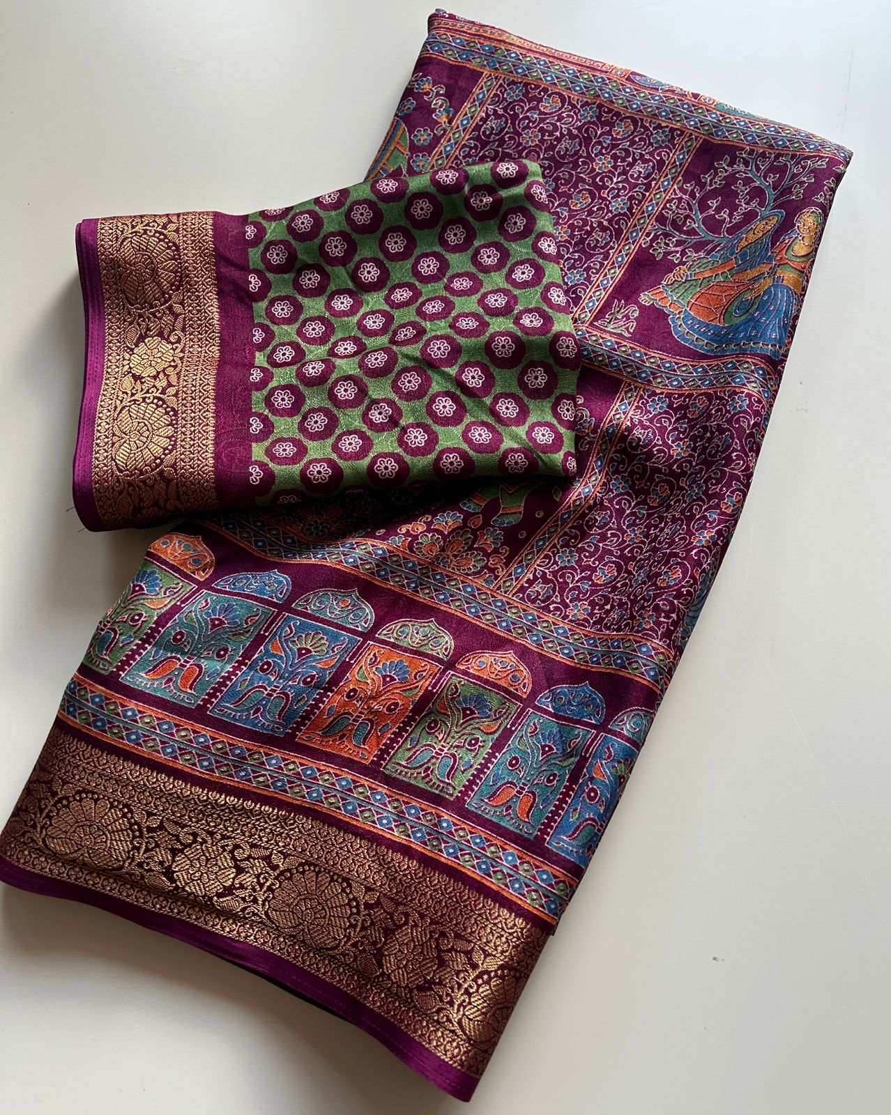 Desiring Function Wear Pure Soft Dola Silk Print n Jacquard Border Fancy Saree With Blissful Blouse Piece