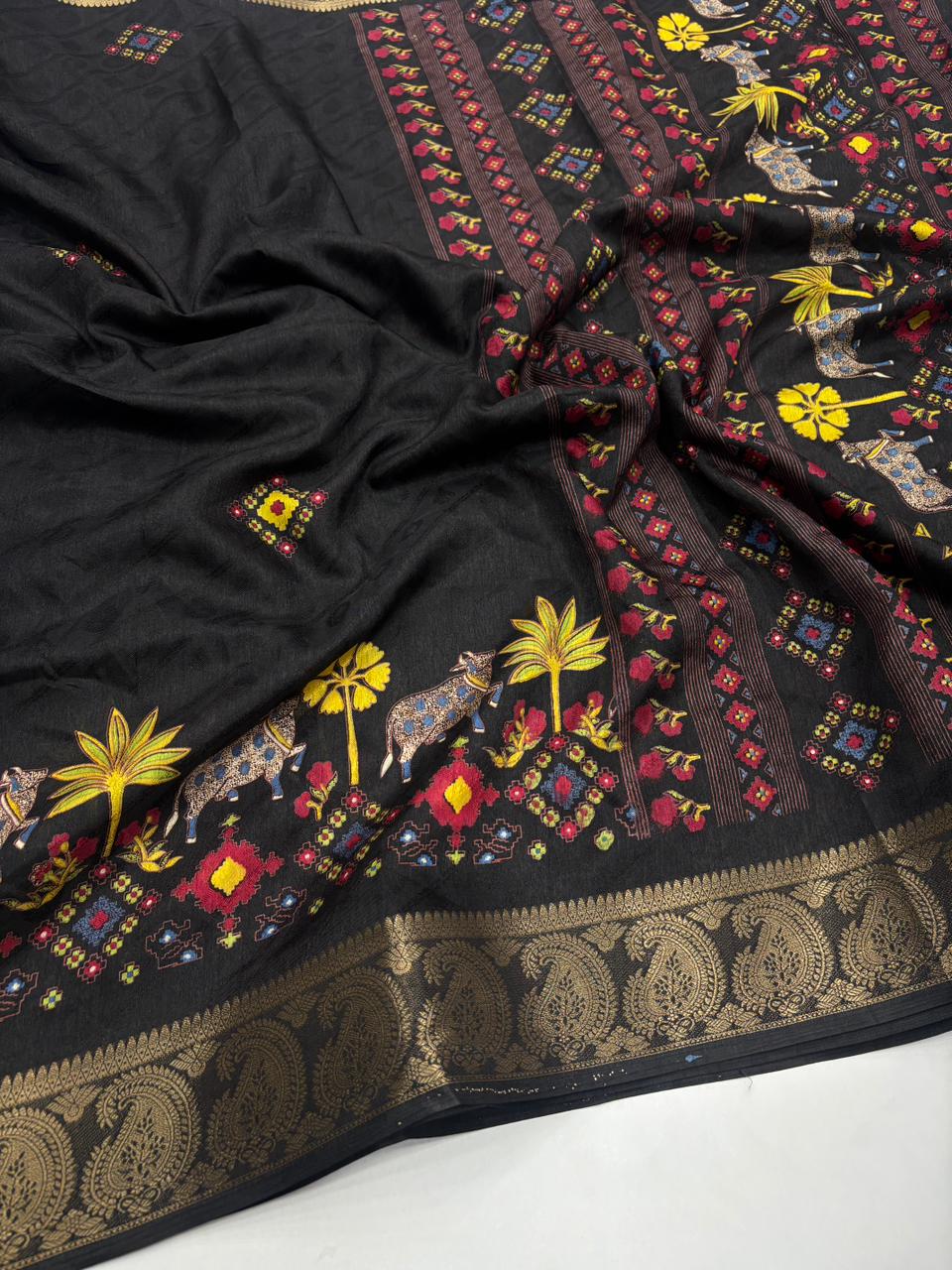 Traditional Party Wear Soft Dola Silk Jacquard Design Zari Border Fancy Saree With Blouse Piece