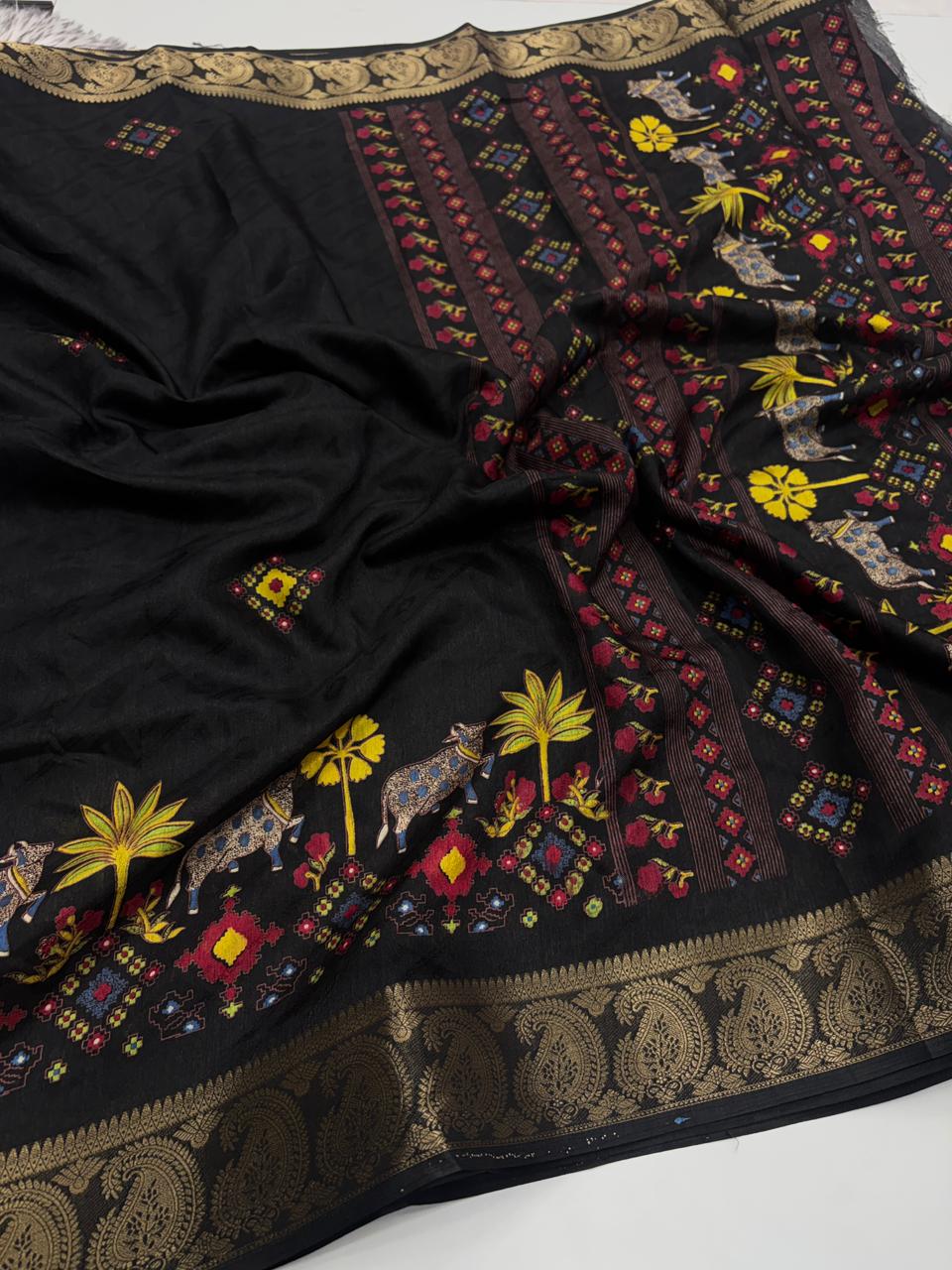 Traditional Party Wear Soft Dola Silk Jacquard Design Zari Border Fancy Saree With Blouse Piece