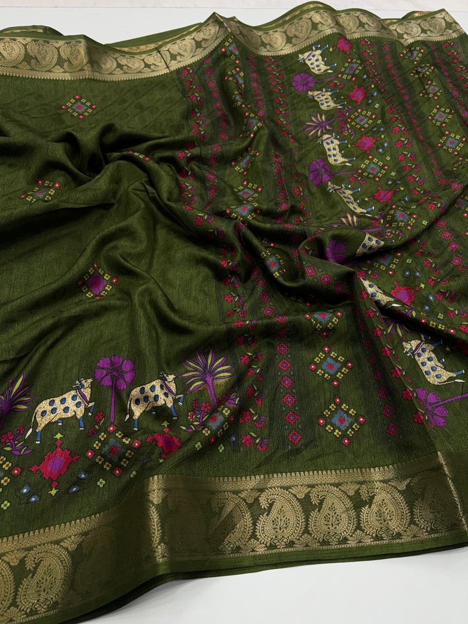 Traditional Party Wear Soft Dola Silk Jacquard Design Zari Border Fancy Saree With Blouse Piece