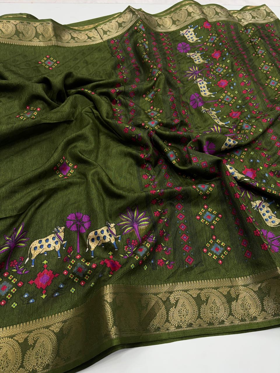 Traditional Party Wear Soft Dola Silk Jacquard Design Zari Border Fancy Saree With Blouse Piece