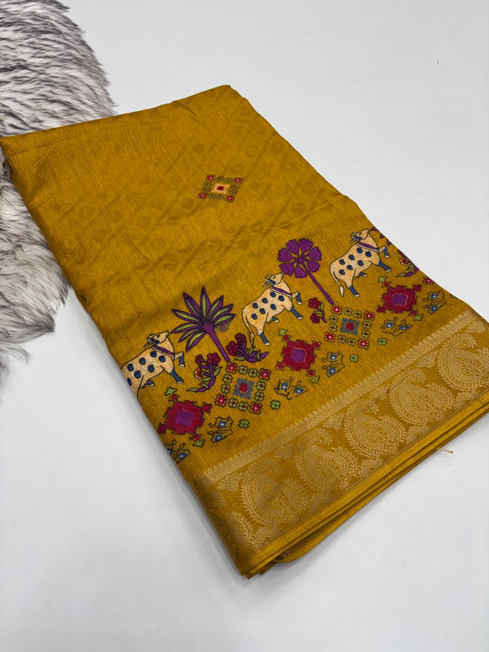 Traditional Party Wear Soft Dola Silk Jacquard Design Zari Border Fancy Saree With Blouse Piece