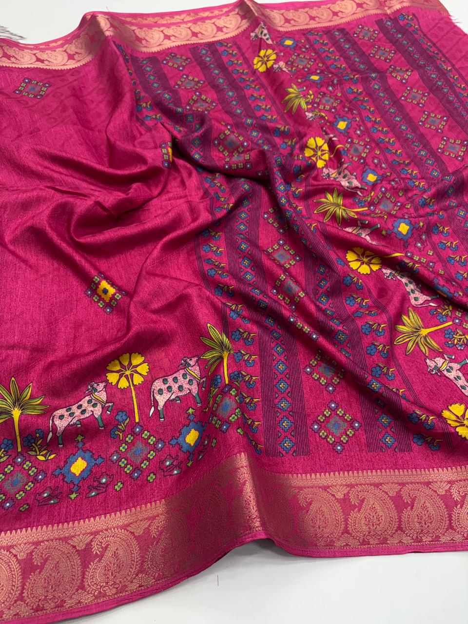 Traditional Party Wear Soft Dola Silk Jacquard Design Zari Border Fancy Saree With Blouse Piece