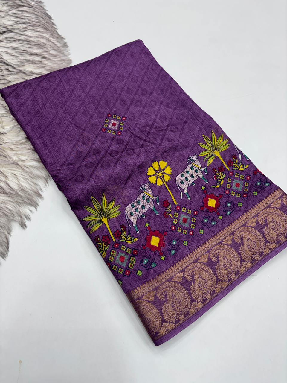 Traditional Party Wear Soft Dola Silk Jacquard Design Zari Border Fancy Saree With Blouse Piece