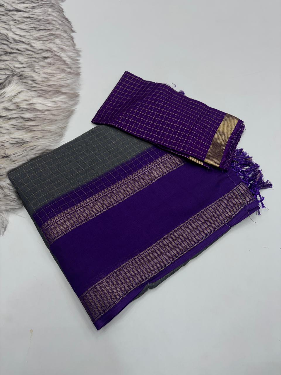 Charismatic Function Wear Pure Soft Dola Silk Chex Design Jacquard Border Fancy Saree With Blouse Piece