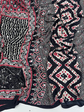 Load image into Gallery viewer, Lassitude Function Wear Pure Satin Silk Ajrak Printed Rich Pallu n Mirror Work Fancy Saree With Blissful Blouse Piece
