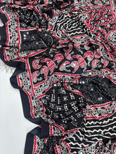 Load image into Gallery viewer, Lassitude Function Wear Pure Satin Silk Ajrak Printed Rich Pallu n Mirror Work Fancy Saree With Blissful Blouse Piece
