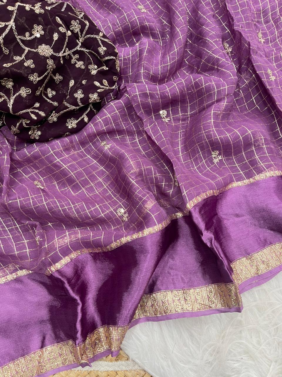 Stunning Party Wear Pure Soft Viscose Silk Golden Embroidered n Butti Work Fancy Designer Saree